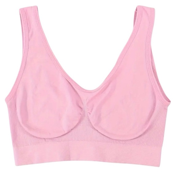 SEAMLESS COMFORT WIRELESS SPORTS BRA SET IN PURPLE, WHITE & PINK - Picture 3 of 5